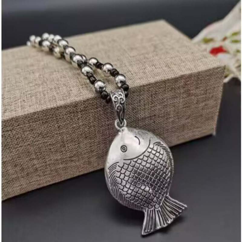 Pulóverlánc geometriás kockás mintával és ötvözet medállal, golyó lánc, uniszex retro hosszú nyaklánc, 21–50 cm, 11 cm hosszabbítás