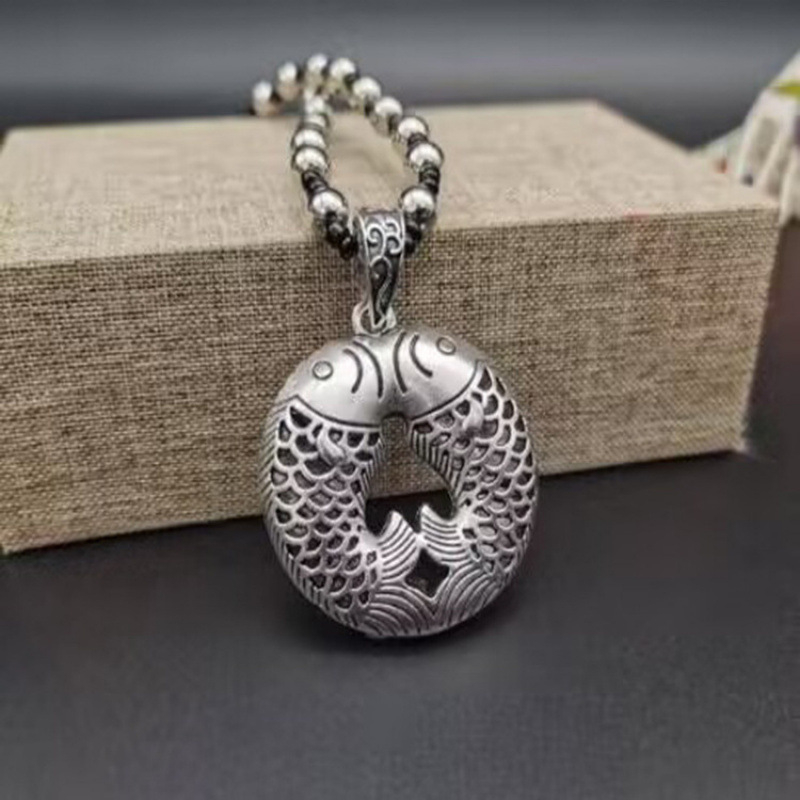 Pulóverlánc geometriás kockás mintával és ötvözet medállal, golyó lánc, uniszex retro hosszú nyaklánc, 21–50 cm, 11 cm hosszabbítás