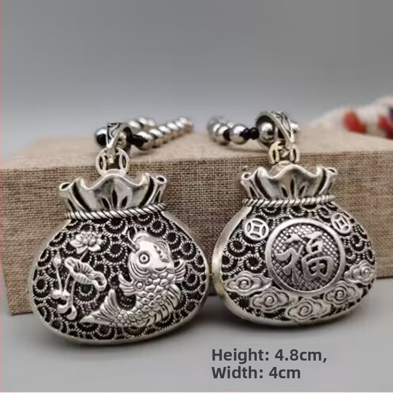 Pulóverlánc geometriás kockás mintával és ötvözet medállal, golyó lánc, uniszex retro hosszú nyaklánc, 21–50 cm, 11 cm hosszabbítás