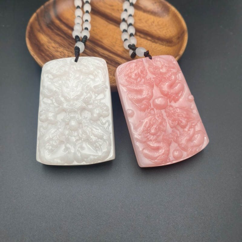 Colier cu pandantiv Guanyin cu două fețe din rășină, lanț cu mărgele, unisex, primăvara 2024, Nanyi Jewelry