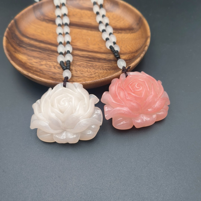 Colier cu pandantiv Guanyin cu două fețe din rășină, lanț cu mărgele, unisex, primăvara 2024, Nanyi Jewelry