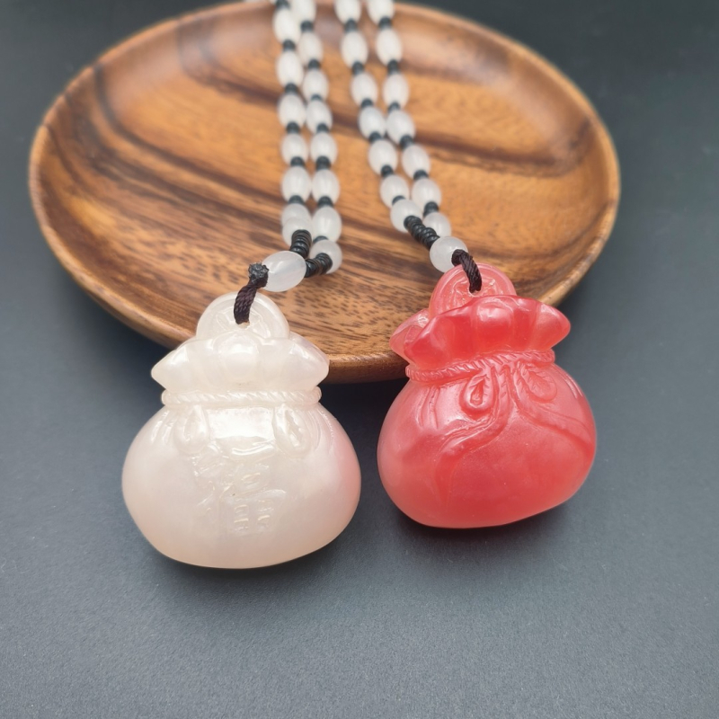 Colier cu pandantiv Guanyin cu două fețe din rășină, lanț cu mărgele, unisex, primăvara 2024, Nanyi Jewelry