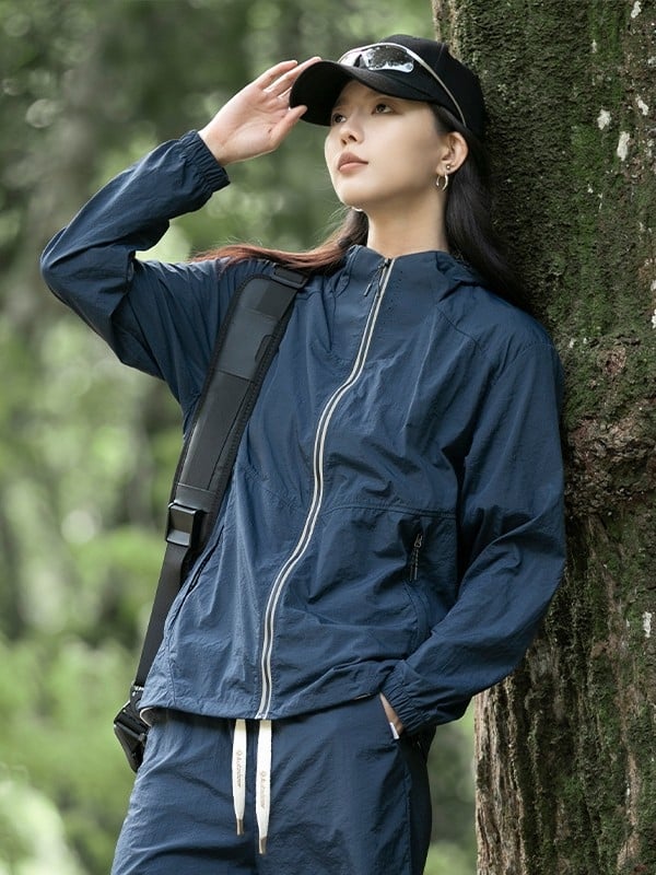 Unisex letná bunda s kapucňou, UPF50+, ľahká, nylon