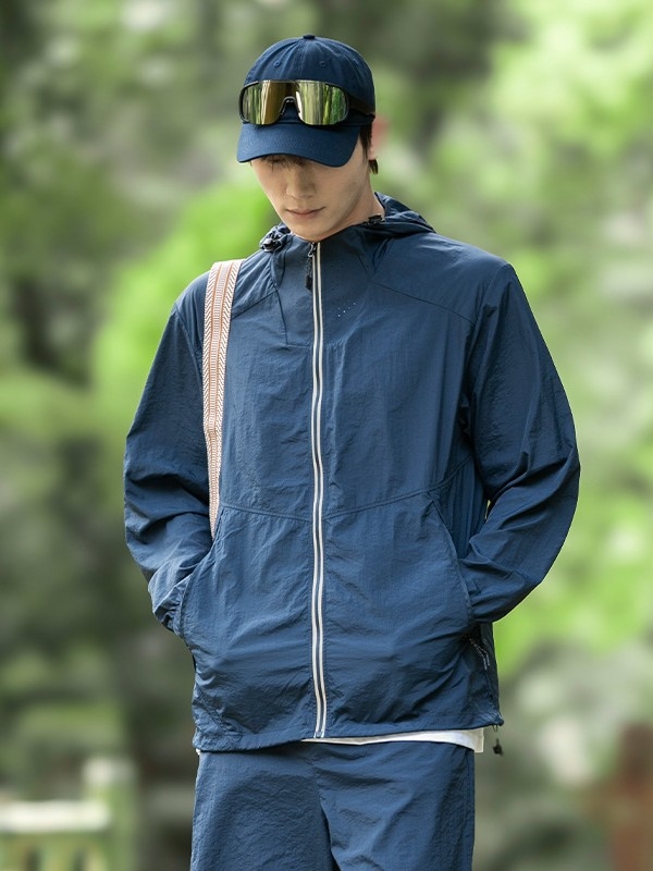 Unisex letná bunda s kapucňou, UPF50+, ľahká, nylon