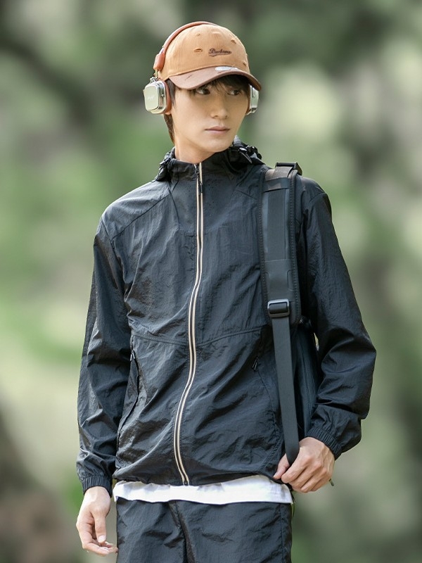 Unisex letná bunda s kapucňou, UPF50+, ľahká, nylon