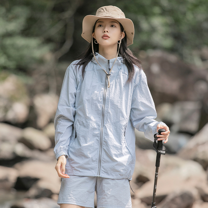 Unisex letná bunda s kapucňou, UPF50+, ľahká, nylon