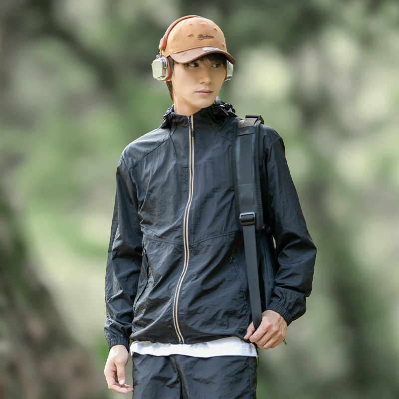 Unisex letná bunda s kapucňou, UPF50+, ľahká, nylon