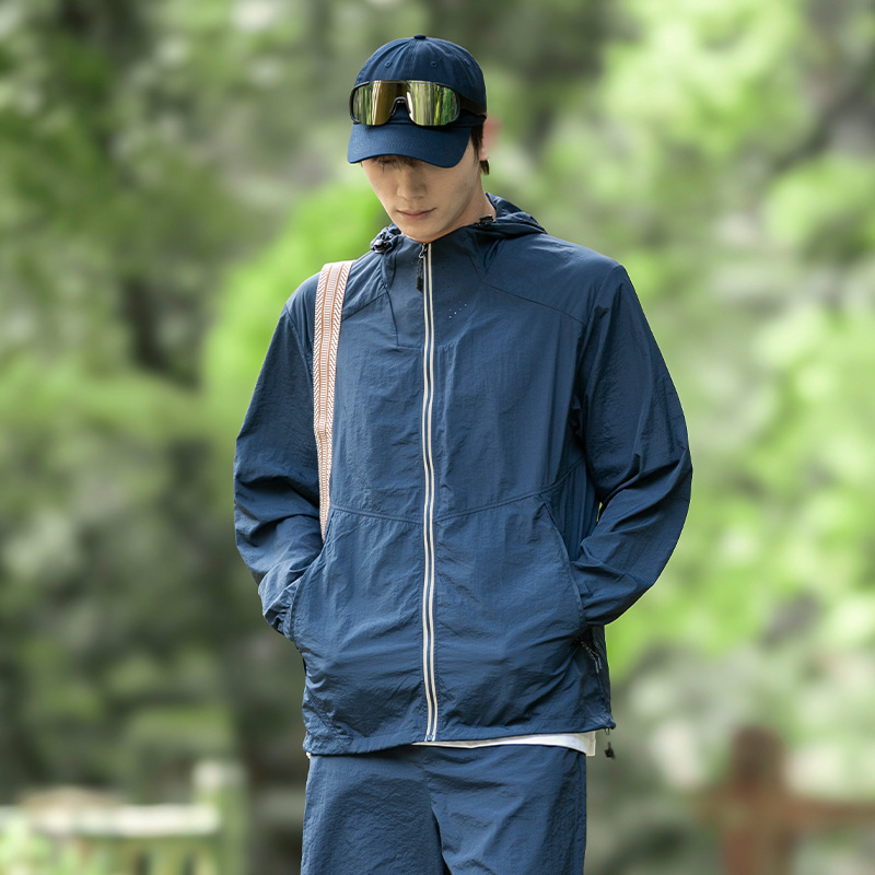 Unisex letná bunda s kapucňou, UPF50+, ľahká, nylon