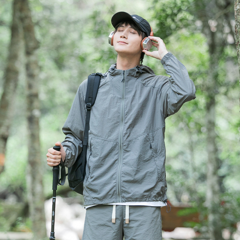 Unisex letná bunda s kapucňou, UPF50+, ľahká, nylon