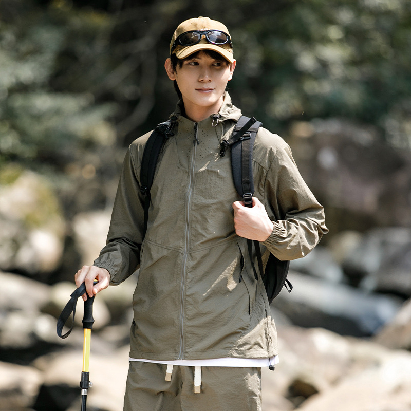 Unisex letná bunda s kapucňou, UPF50+, ľahká, nylon