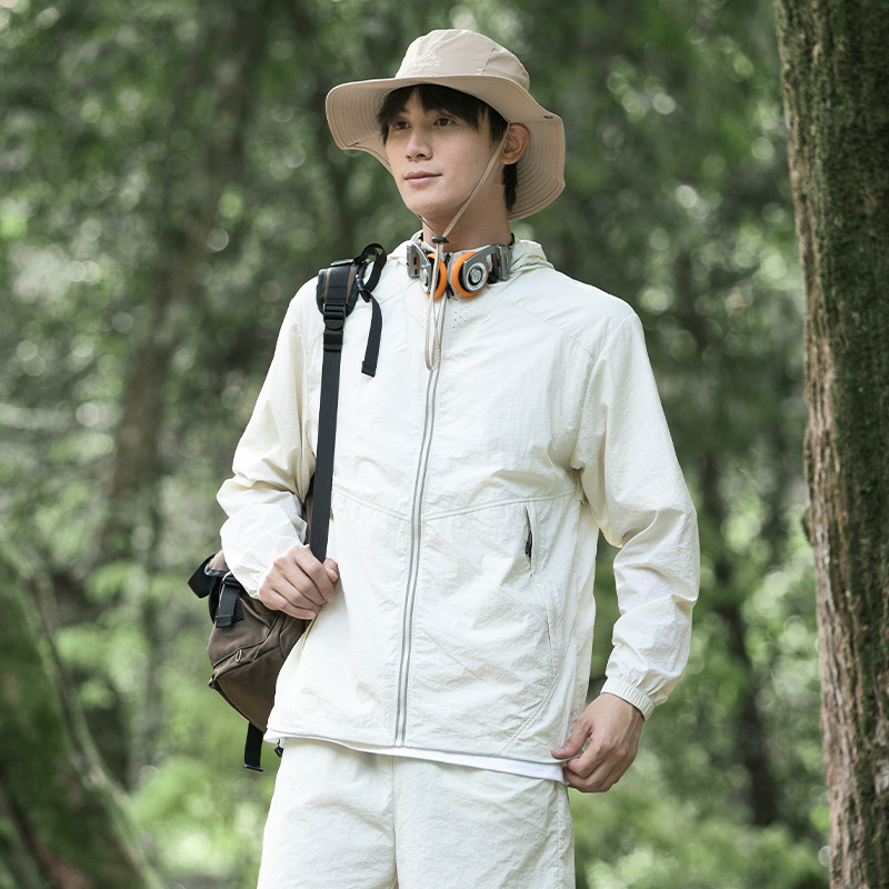 Unisex letná bunda s kapucňou, UPF50+, ľahká, nylon