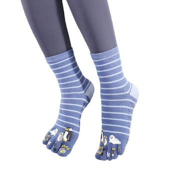 Памучни чорапи за йога с разделени пръсти, антихлъзгащи и попиват пот, средна дължина, за йога и пилатес