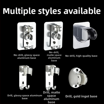 Držiak na sprchovú hlavu z leteckého hliníka, bez vŕtania, na stenu, brúsený povrch, moderný minimalistický štýl