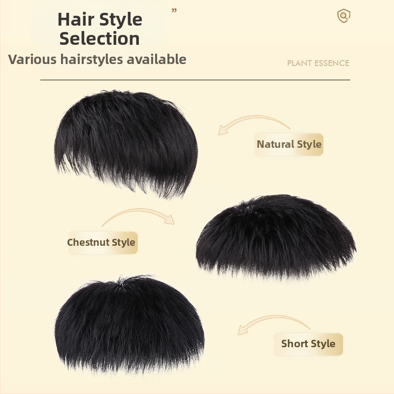 Férfi rövid hajú paróka, valódi emberi hajból, teljesen kézzel szőtt, felső koronai rész, festhető és göndöríthető.