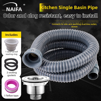 Predĺženie odtokovej rúry drezu v kuchyni — 45 rozhranie, hadica odtoku a príslušenstvo