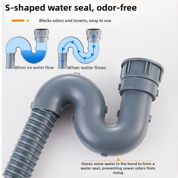 Predĺženie odtokovej rúry drezu v kuchyni — 45 rozhranie, hadica odtoku a príslušenstvo