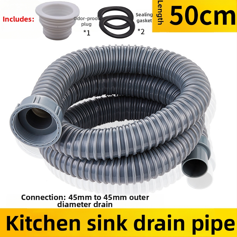 Predĺženie odtokovej rúry drezu v kuchyni — 45 rozhranie, hadica odtoku a príslušenstvo