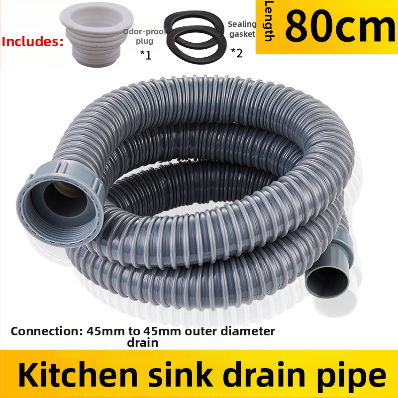 Predĺženie odtokovej rúry drezu v kuchyni — 45 rozhranie, hadica odtoku a príslušenstvo