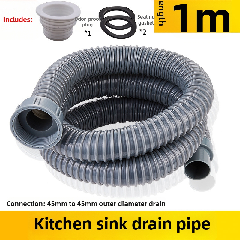 Predĺženie odtokovej rúry drezu v kuchyni — 45 rozhranie, hadica odtoku a príslušenstvo