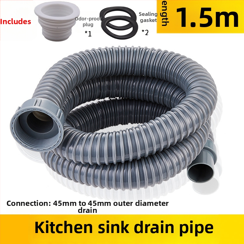 Predĺženie odtokovej rúry drezu v kuchyni — 45 rozhranie, hadica odtoku a príslušenstvo