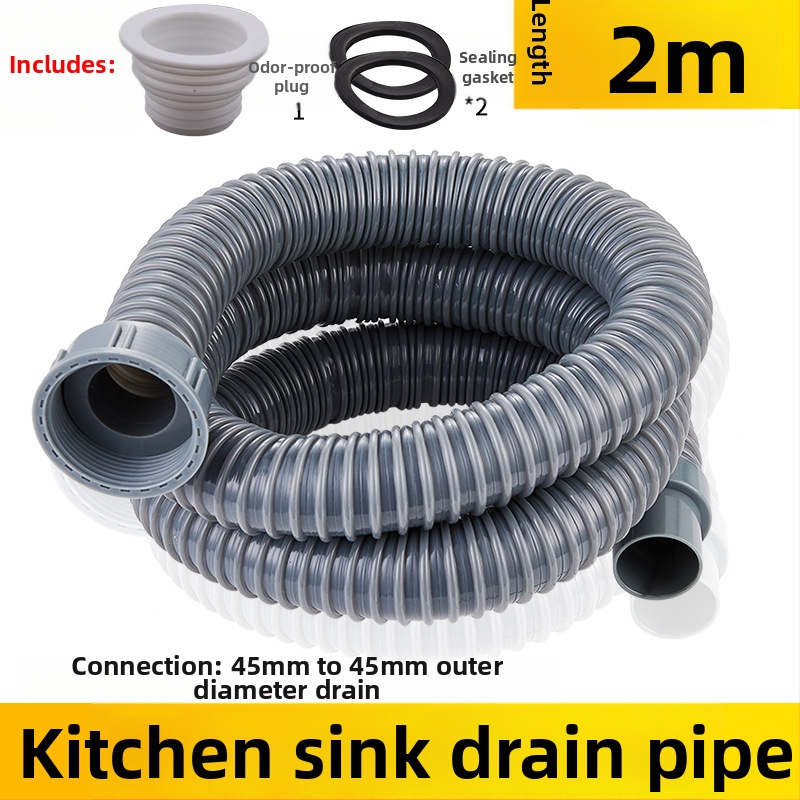 Predĺženie odtokovej rúry drezu v kuchyni — 45 rozhranie, hadica odtoku a príslušenstvo