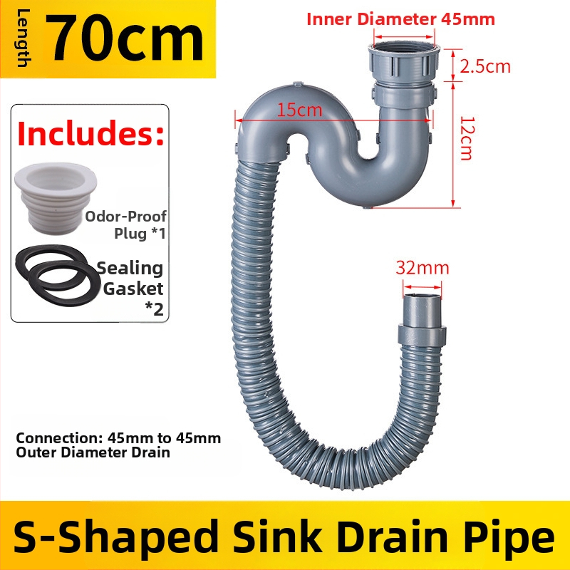 Predĺženie odtokovej rúry drezu v kuchyni — 45 rozhranie, hadica odtoku a príslušenstvo