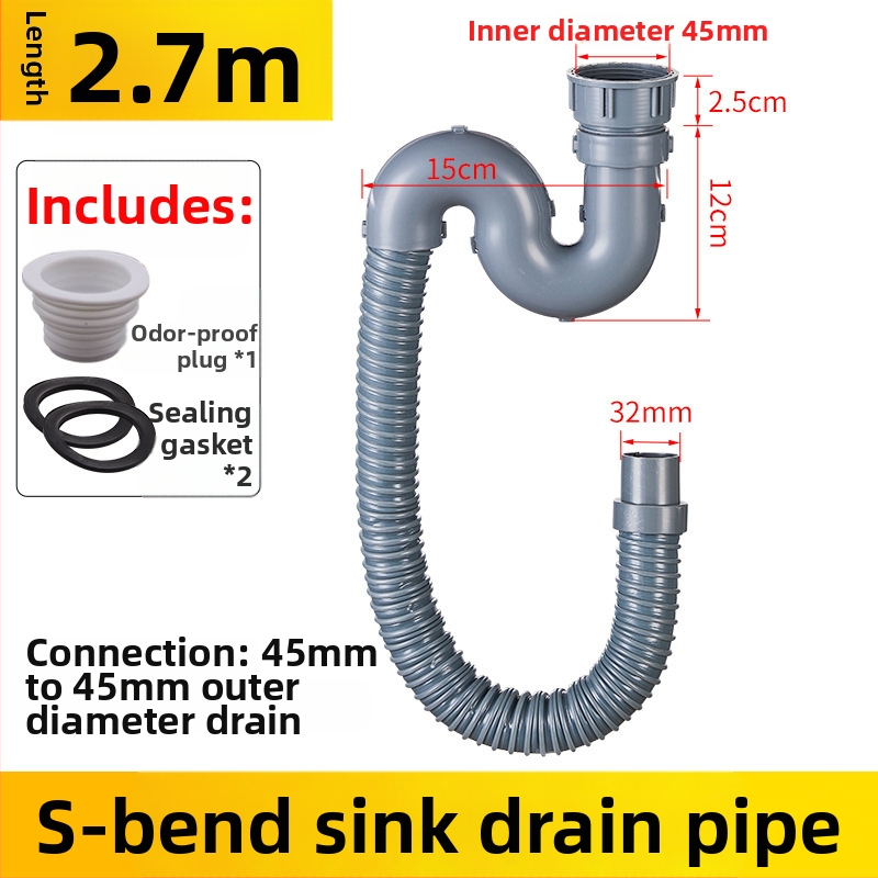 Predĺženie odtokovej rúry drezu v kuchyni — 45 rozhranie, hadica odtoku a príslušenstvo