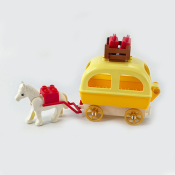 Set velikih blokova za DIY: kočija i vlakov vagon, ABS plast, za djecu 4–6 godina, pakiranje u vrećici, 0–38 komada