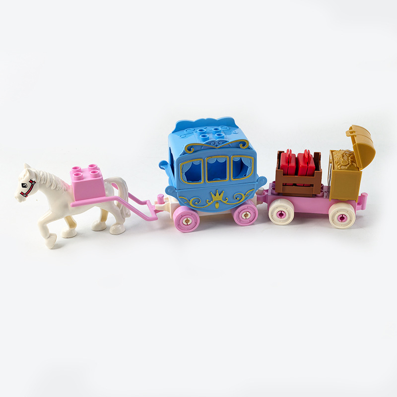 Set velikih blokova za DIY: kočija i vlakov vagon, ABS plast, za djecu 4–6 godina, pakiranje u vrećici, 0–38 komada