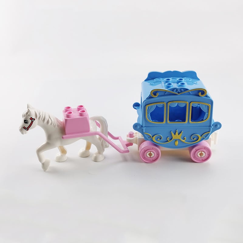 Set velikih blokova za DIY: kočija i vlakov vagon, ABS plast, za djecu 4–6 godina, pakiranje u vrećici, 0–38 komada