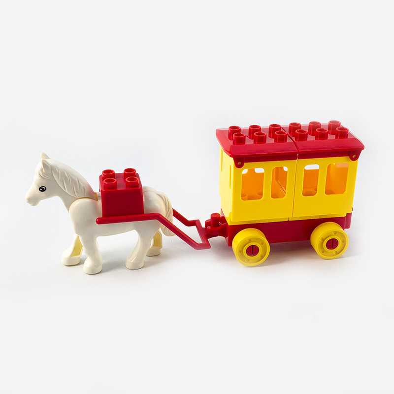 Set velikih blokova za DIY: kočija i vlakov vagon, ABS plast, za djecu 4–6 godina, pakiranje u vrećici, 0–38 komada