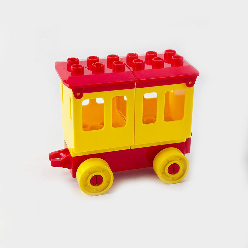 Set velikih blokova za DIY: kočija i vlakov vagon, ABS plast, za djecu 4–6 godina, pakiranje u vrećici, 0–38 komada