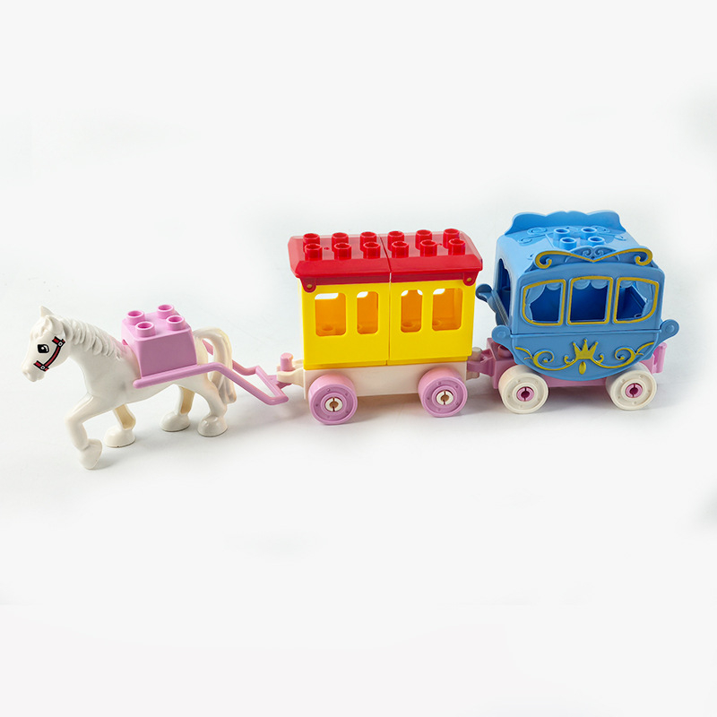 Set velikih blokova za DIY: kočija i vlakov vagon, ABS plast, za djecu 4–6 godina, pakiranje u vrećici, 0–38 komada