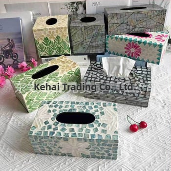 Shell-inšpirovaná krabička na vreckovky do stolíka — moderný minimalistický dizajn, vymeniteľné papierové vreckovky, model 985