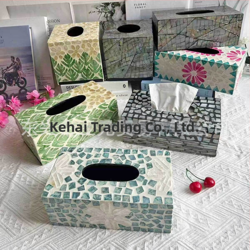 Shell-inšpirovaná krabička na vreckovky do stolíka — moderný minimalistický dizajn, vymeniteľné papierové vreckovky, model 985