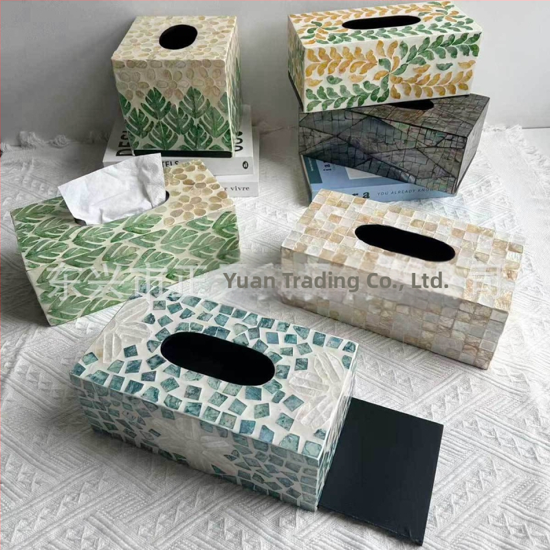 Shell-inšpirovaná krabička na vreckovky do stolíka — moderný minimalistický dizajn, vymeniteľné papierové vreckovky, model 985