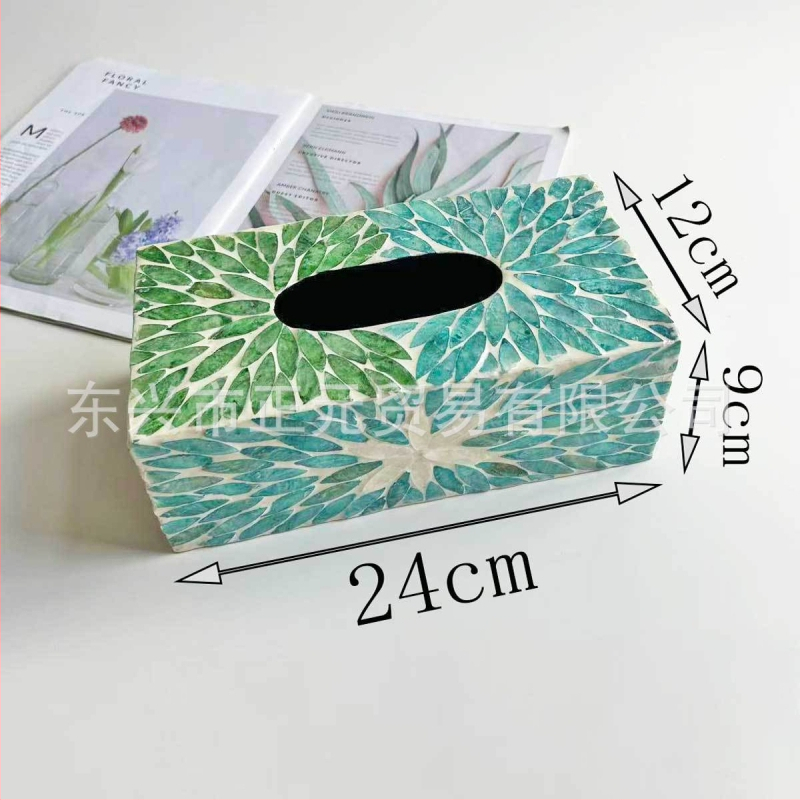 Shell-inšpirovaná krabička na vreckovky do stolíka — moderný minimalistický dizajn, vymeniteľné papierové vreckovky, model 985