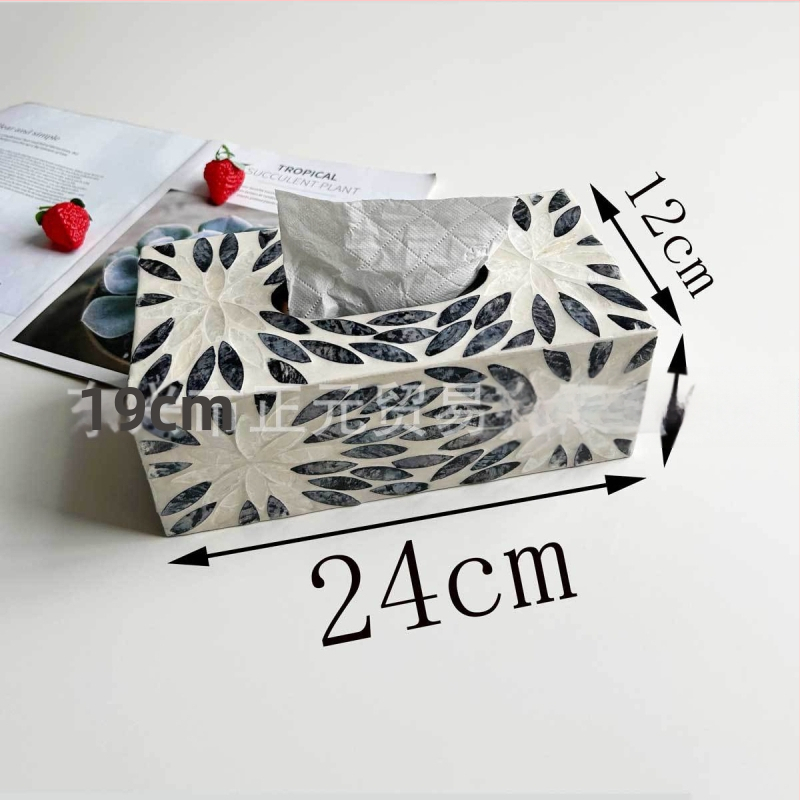 Shell-inšpirovaná krabička na vreckovky do stolíka — moderný minimalistický dizajn, vymeniteľné papierové vreckovky, model 985