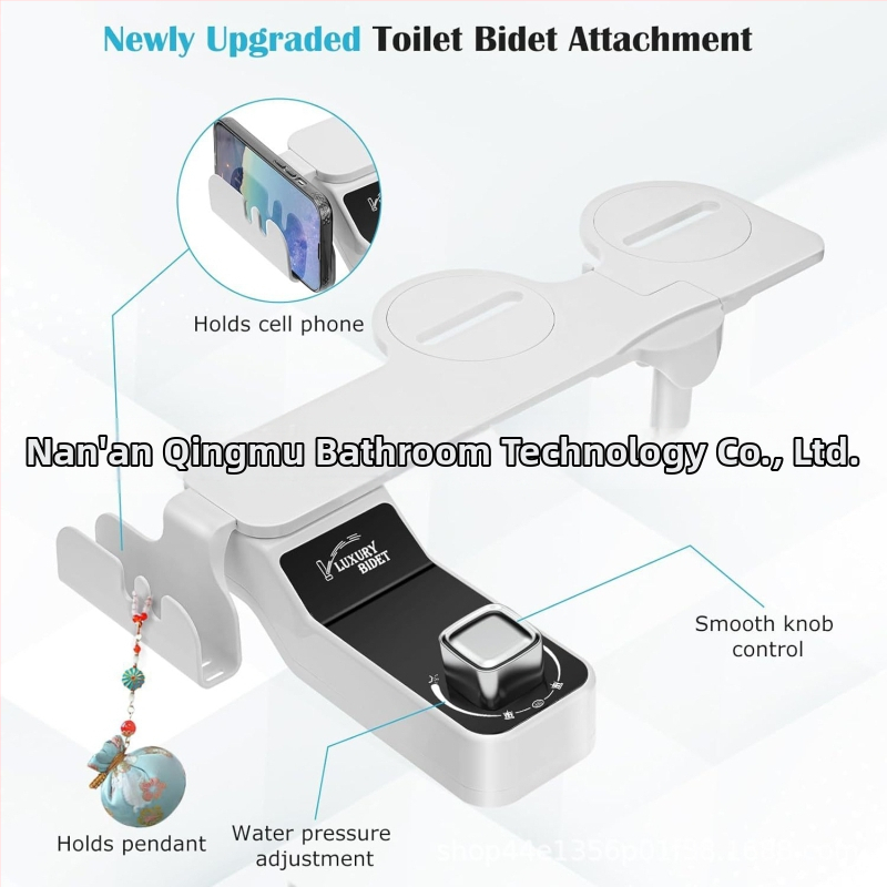 Bidetová sprchová hlavica na toaletu s nastaviteľnou teplotou a tlakom vody, ABS materiál, CUPC certifikát, samočistiaca tryska, rozstup otvorov 136–200 mm