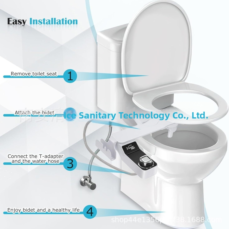 Bidetová sprchová hlavica na toaletu s nastaviteľnou teplotou a tlakom vody, ABS materiál, CUPC certifikát, samočistiaca tryska, rozstup otvorov 136–200 mm