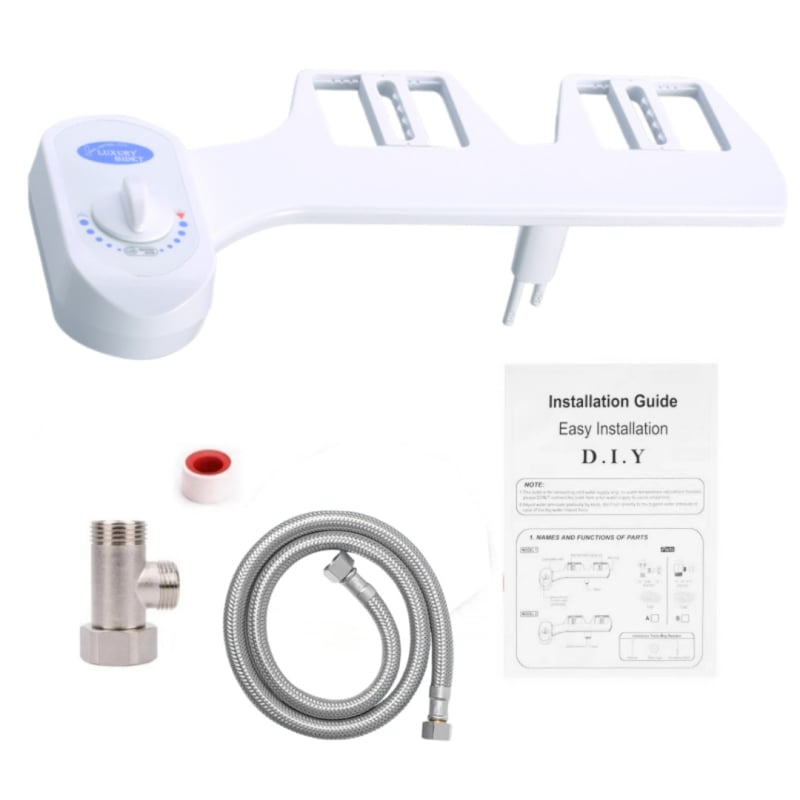 Bidetová sprchová hlavica na toaletu s nastaviteľnou teplotou a tlakom vody, ABS materiál, CUPC certifikát, samočistiaca tryska, rozstup otvorov 136–200 mm