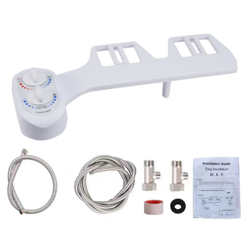 Bidetová sprchová hlavica na toaletu s nastaviteľnou teplotou a tlakom vody, ABS materiál, CUPC certifikát, samočistiaca tryska, rozstup otvorov 136–200 mm