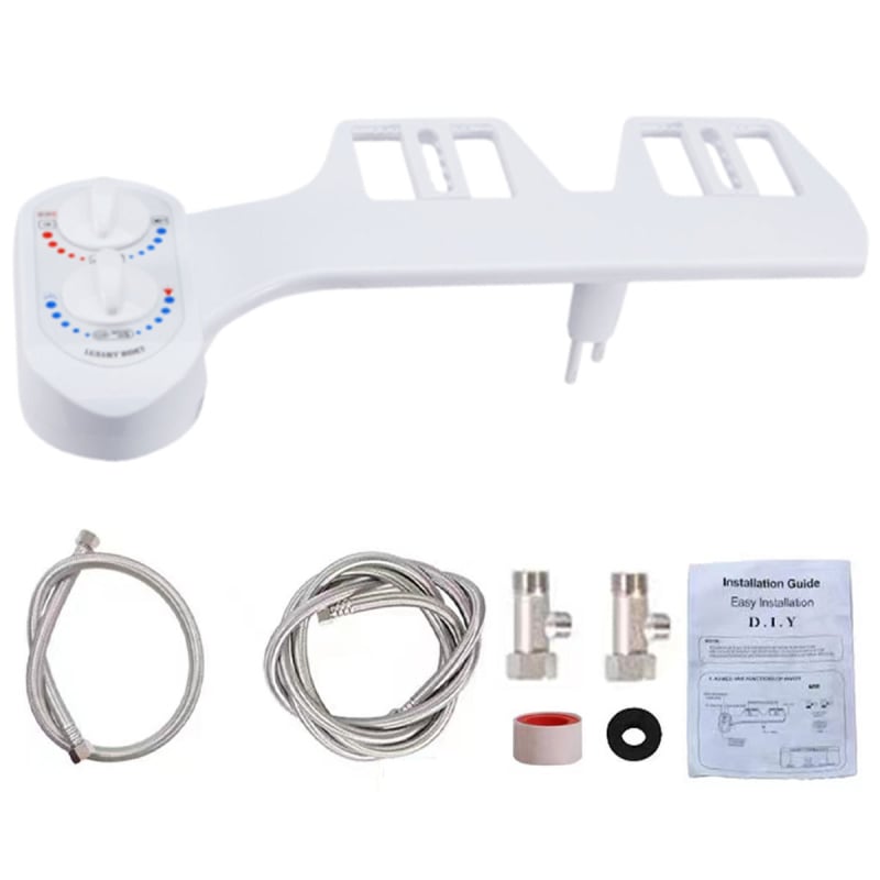 Bidetová sprchová hlavica na toaletu s nastaviteľnou teplotou a tlakom vody, ABS materiál, CUPC certifikát, samočistiaca tryska, rozstup otvorov 136–200 mm