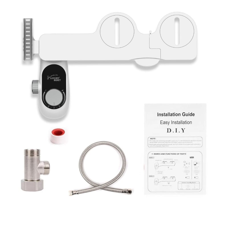 Bidetová sprchová hlavica na toaletu s nastaviteľnou teplotou a tlakom vody, ABS materiál, CUPC certifikát, samočistiaca tryska, rozstup otvorov 136–200 mm