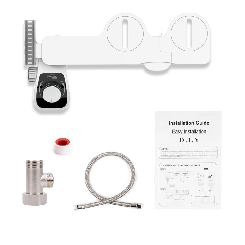 Bidetová sprchová hlavica na toaletu s nastaviteľnou teplotou a tlakom vody, ABS materiál, CUPC certifikát, samočistiaca tryska, rozstup otvorov 136–200 mm