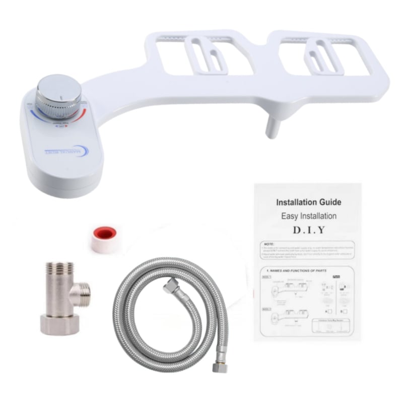 Bidetová sprchová hlavica na toaletu s nastaviteľnou teplotou a tlakom vody, ABS materiál, CUPC certifikát, samočistiaca tryska, rozstup otvorov 136–200 mm