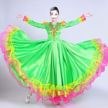 Etno tanečná dlhá sukňa - unisex, jednobarevný materiál, jar 2025