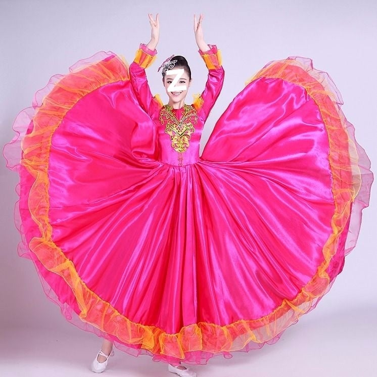 Etno tanečná dlhá sukňa - unisex, jednobarevný materiál, jar 2025