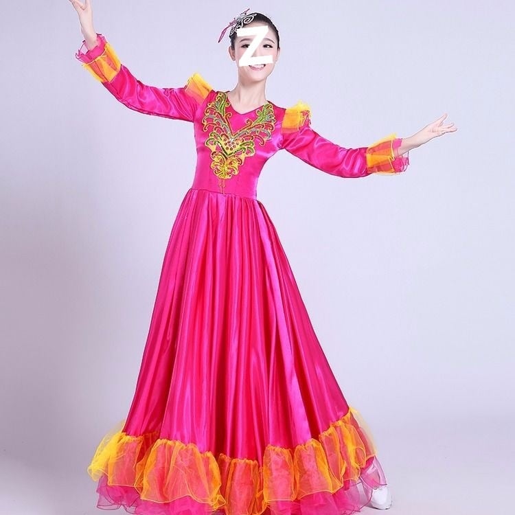 Etno tanečná dlhá sukňa - unisex, jednobarevný materiál, jar 2025