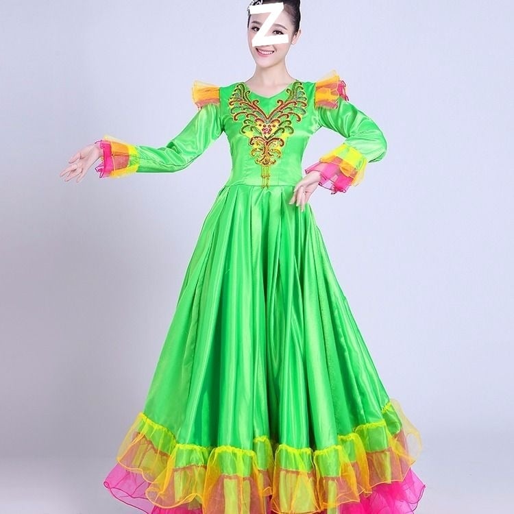 Etno tanečná dlhá sukňa - unisex, jednobarevný materiál, jar 2025